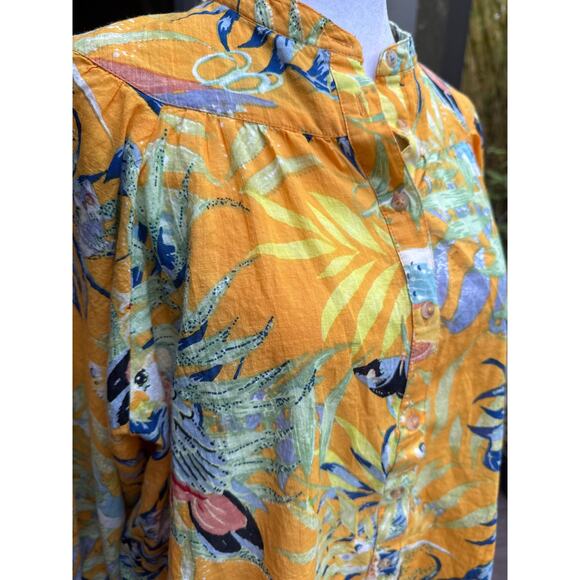 Maeve by Anthropologie Puff Sleeve Tropical Bird Blouse - Picture 4 of 11